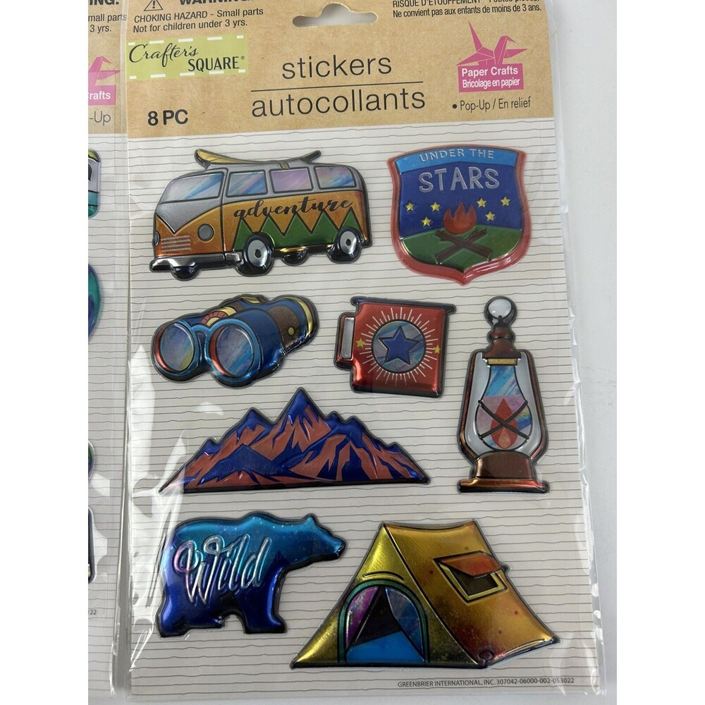 Set Of 2 Crafter’s Square 11 Pop-up camping traveling Stickers scrapbook